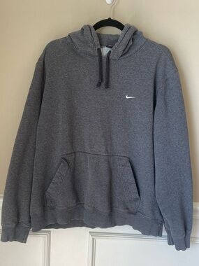 Nike Charcoal Gray Pullover Hoodie with White Swoosh XXL